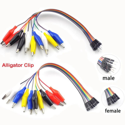 10pcs 35mm Alligator Clip 10 Pin Jumper Wire Male Female Test Lead Cable Probe