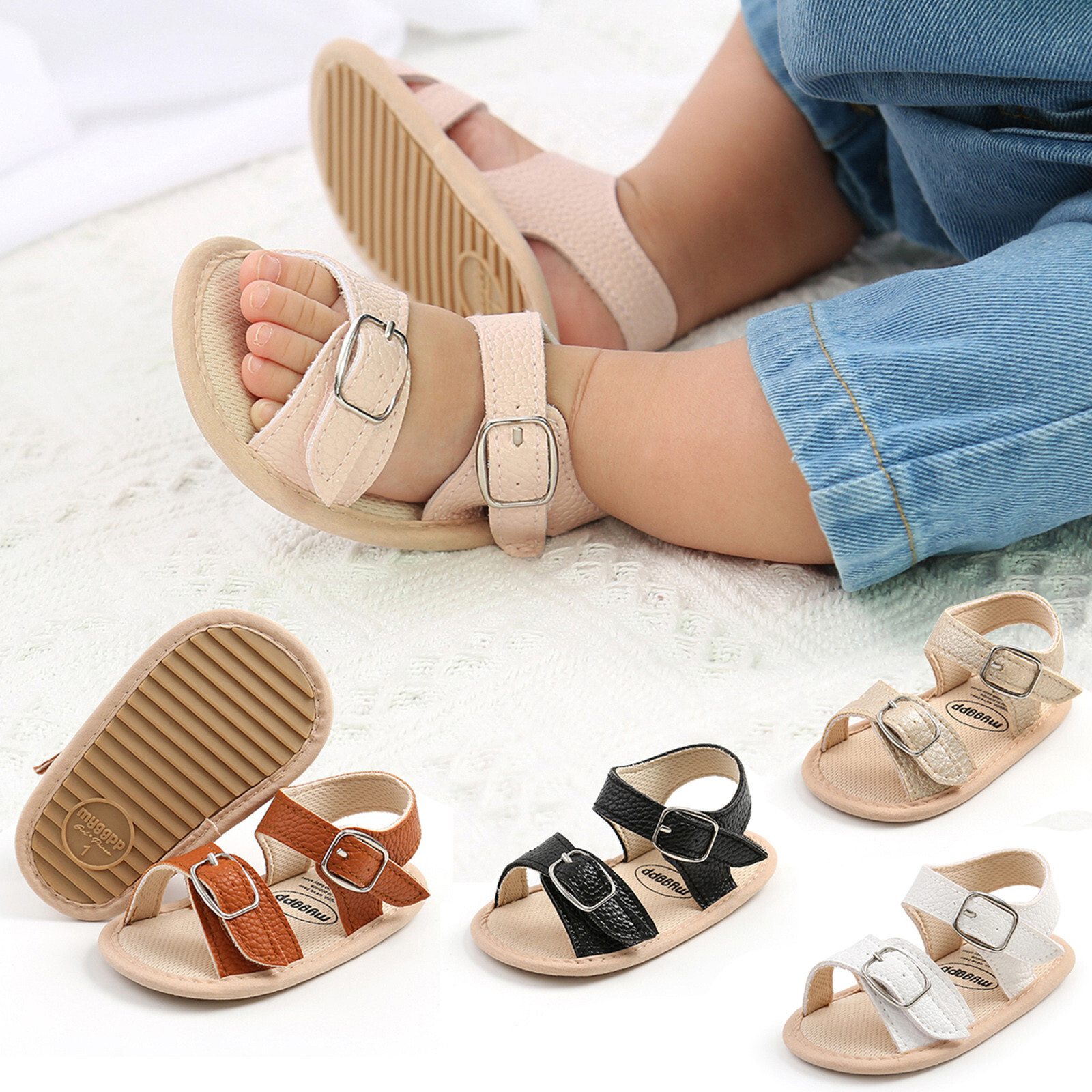 Boys Baby Summer Soft Girls Shoes Sole Non-Slip Flat Rubber Sandals Walking  | eBay
