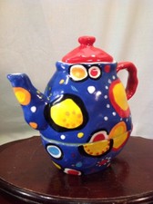 New Bella Casa By Ganz Colorful 3 Piece Tea Pot Set 8" Tall        Z1