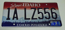 Idaho 2007 License Plate 1A LZ556 Red White and Blue Mountains