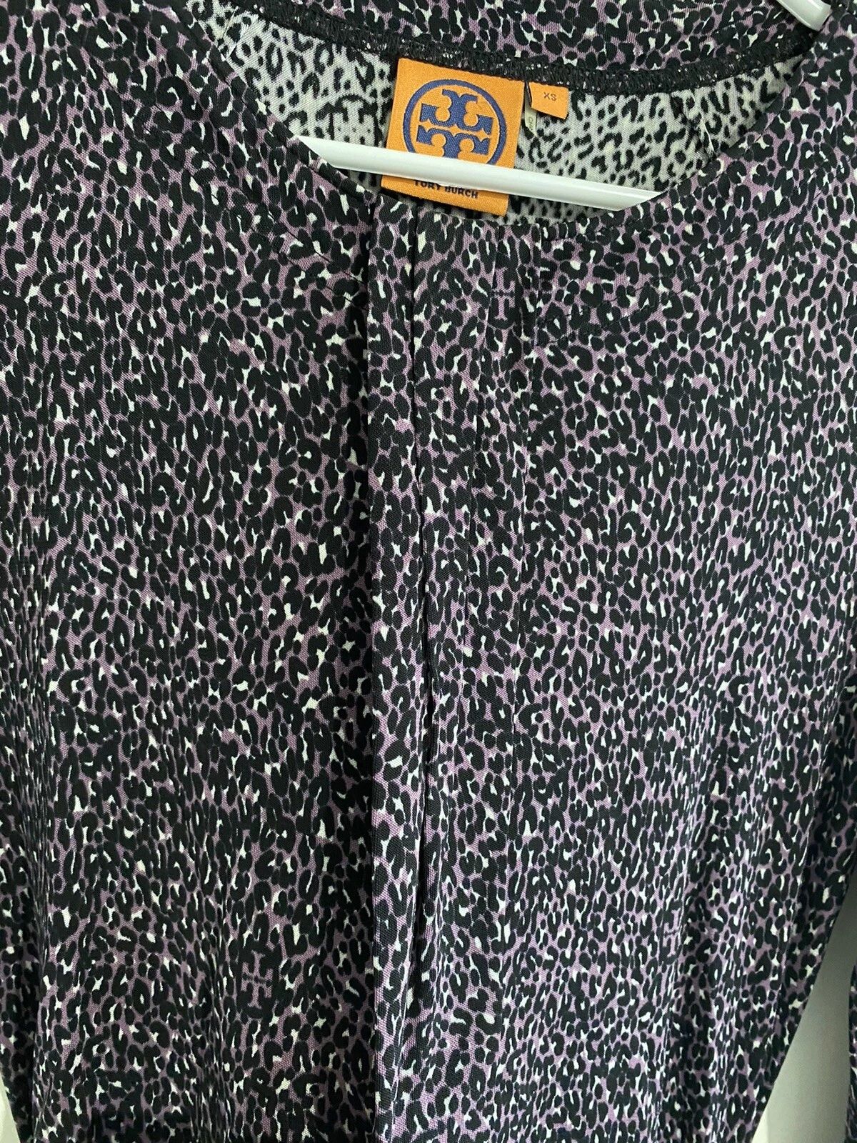 Abito in jersey stampato Tory Burch multicolore stampato bottoni logo polsini Xs nuovo senza etichette