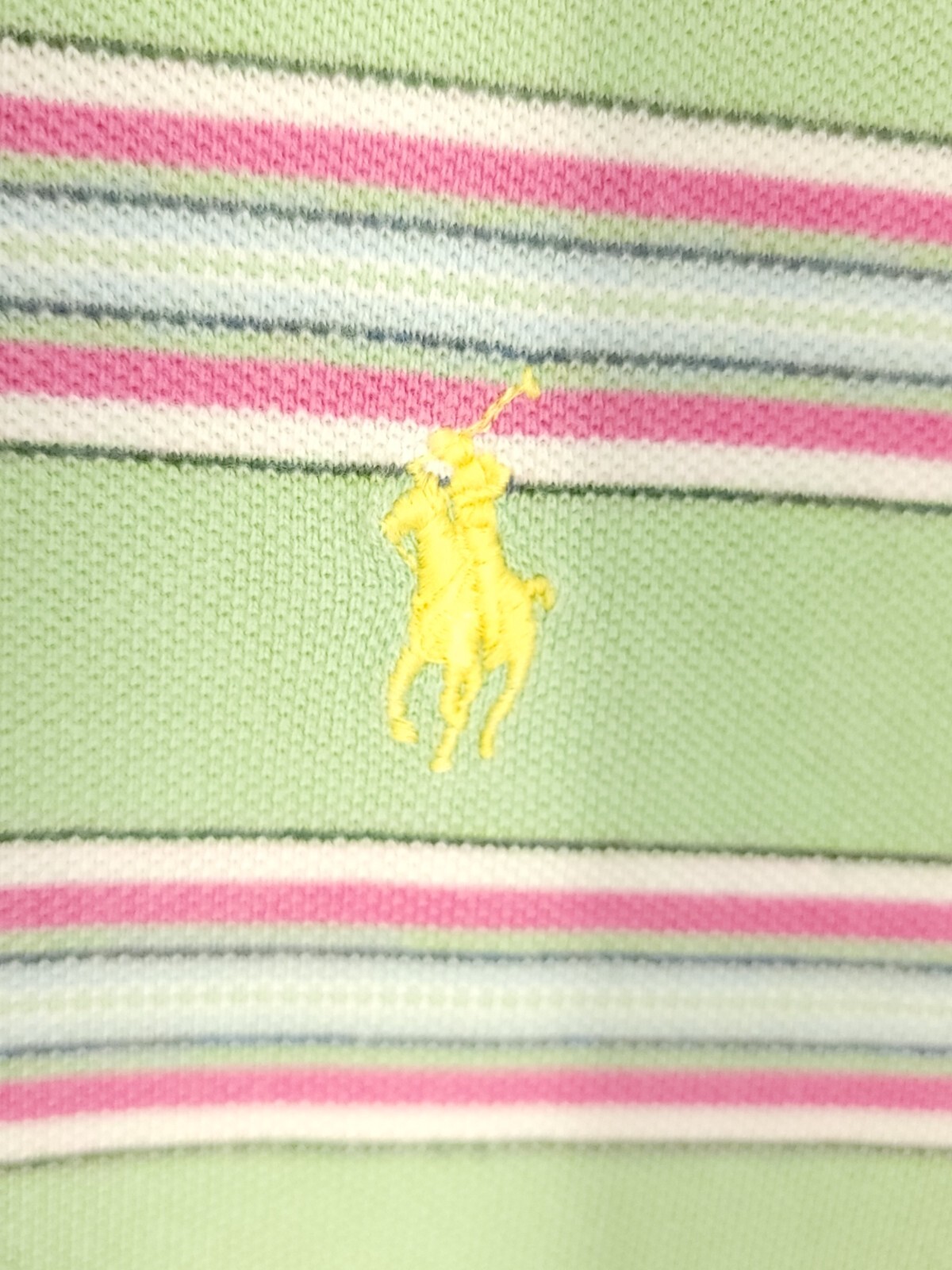 Polo Ralph Lauren vintage camicia uomo XL verde rosa righe piccolo pony invecchiato