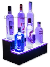 22" 2 Step Tier LED Lighted Shelves Illuminated Liquor Bottle Display FREE SHIP