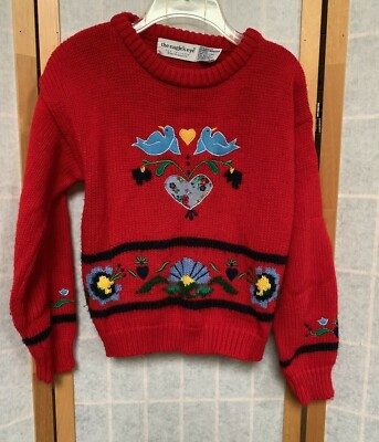 Vintage~The Eagle's Eye~Hearts and Birds Sweater~Girls Sz M (10-12)