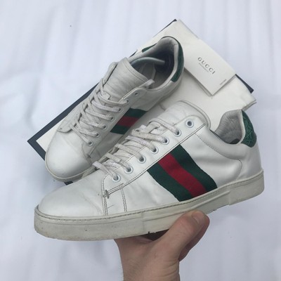 gucci new ace stripe leather trainers