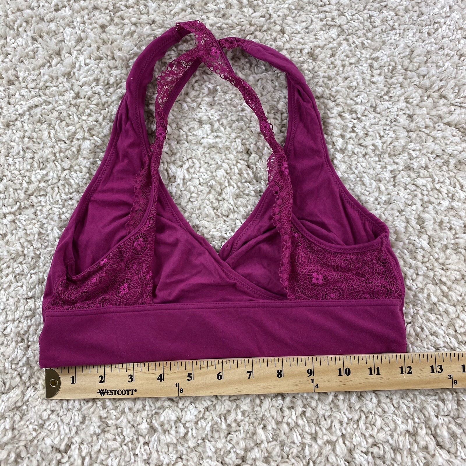 womens small solid magenta crossback bralette unp… - image 6