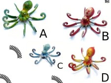 SET DA 12 PZ -SIMPATICA CALAMITA PIOVRA PICCOLA A MOLLA VARIE COLORAZIONI. OCTOP