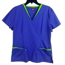 Urbane Scrub Top Purple Green Trim 4 Pocket Medium