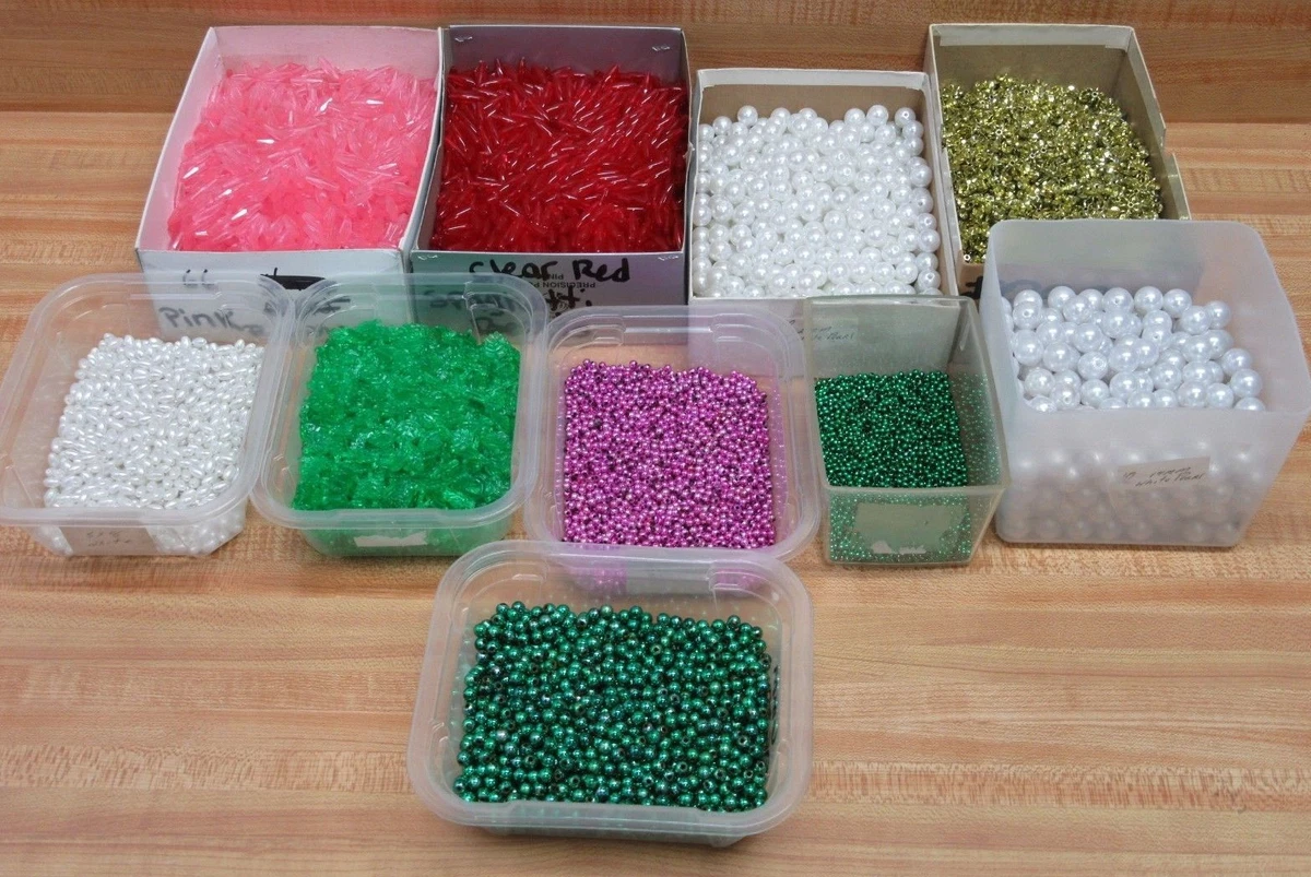 Lot of Beading Craft Supplies Beads Spaghetti Pearls Leaves Petal Metallic