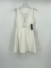 Lulus Preowned Ivory Womens Dress Embroidered/Sheer Flare Sleeveless Size XS NWT
