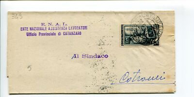 1951 Italia al Lavoro Uff. Prov. Catanzaro E.N.A.L. dest Mayor Cotronei