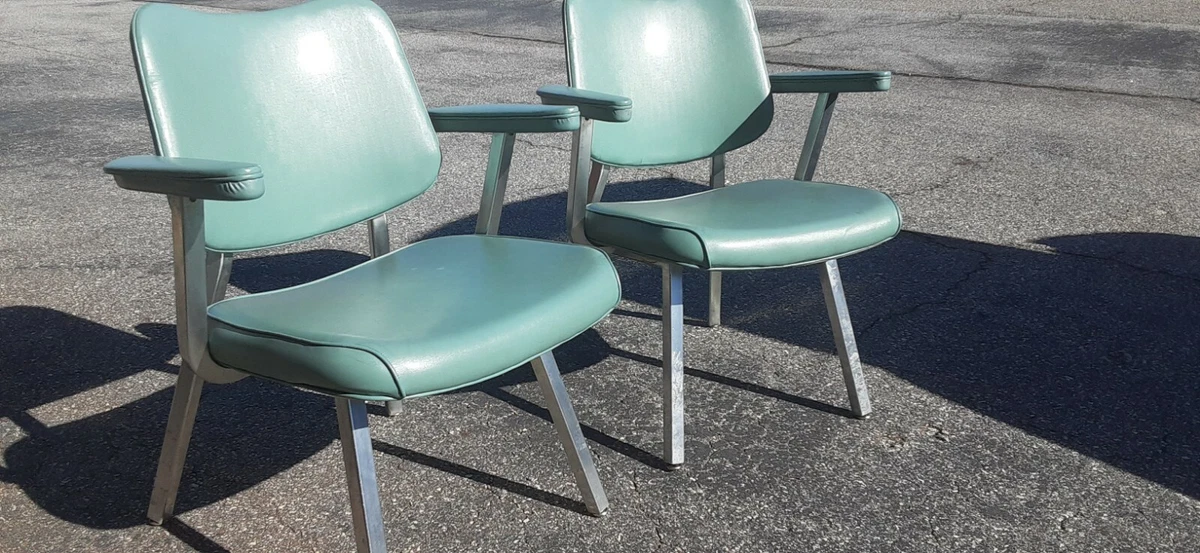 4 PR MIDCENTURY MODERN VINYL PARK AVE OFFICE CHAIRS BY ROYAL METAL