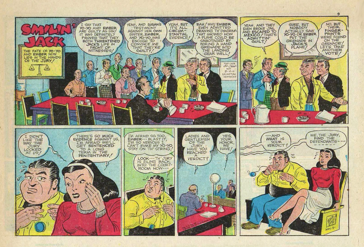 Smilin' Jack by Zack Mosley - half-tab color Sunday comic page - Nov. 3, 1946