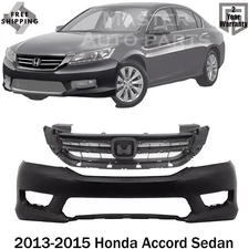 Front Bumper Cover Fascia & Grille Assembly Kit For 2013-2015 Honda Accord Sedan