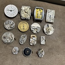 Lot of 15 VTG Wrist Pocket Watch Movements For Parts or Repair