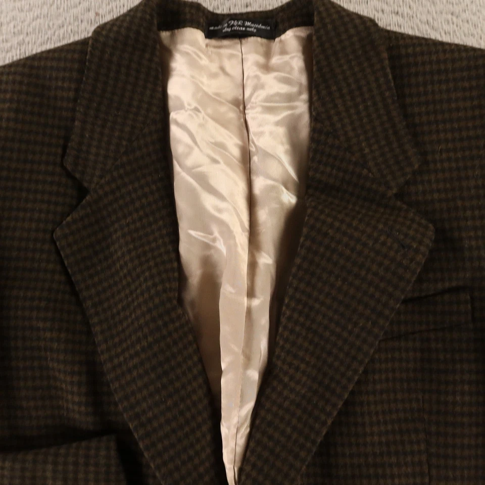 Chaqueta de tweed de colección M 41R verde a cuadros pata de gallo 100 % lana cachemir blazer franela Foto 2 de 4