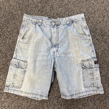 Vintage Wrangler Denim Jean Cargo Shorts Jorts 36 Blue 90s y2k Skater Grunge