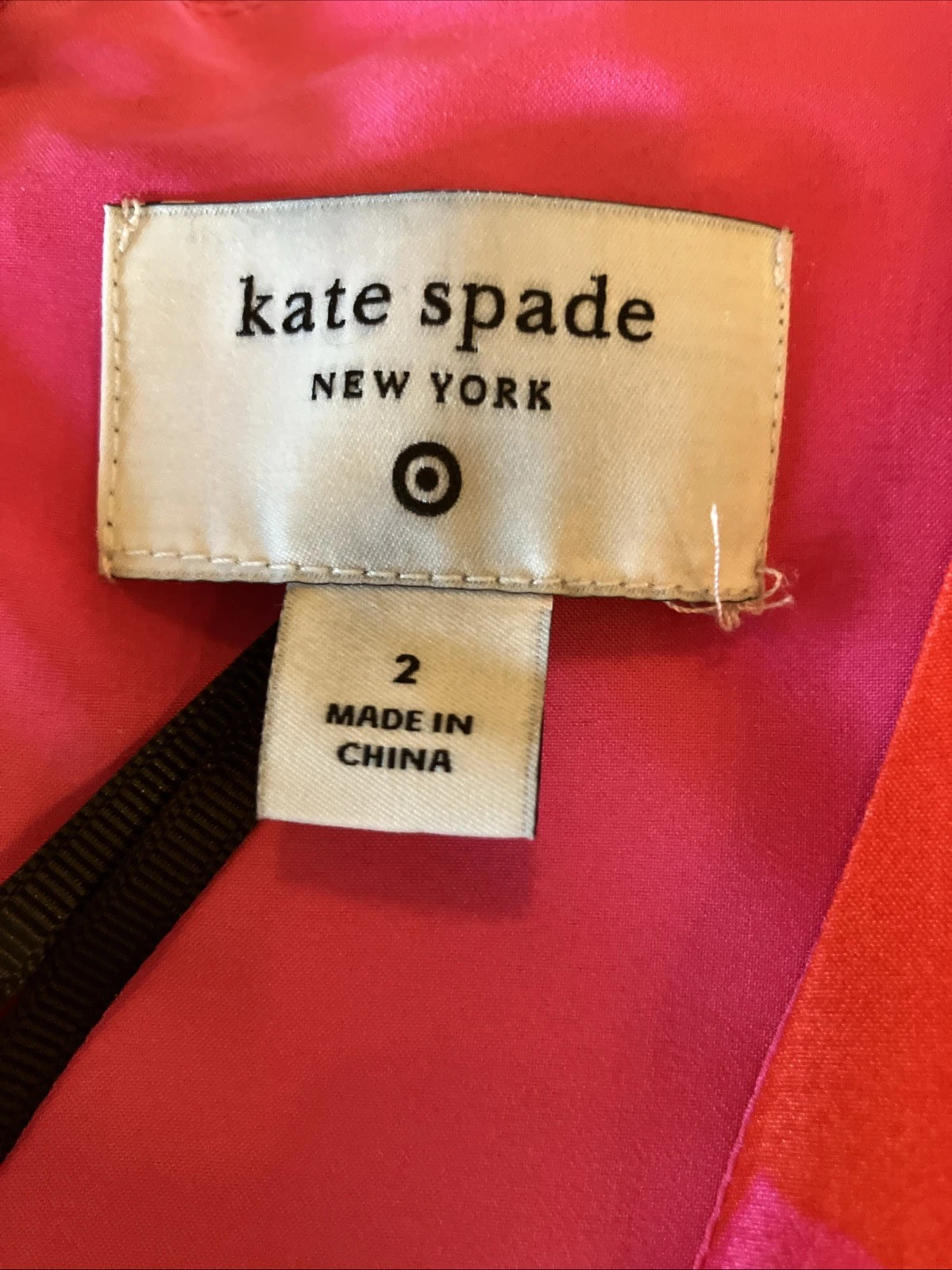 Abito midi Kate Spade New York classico rosa peplo rosa e rosso taglia 2 nuovo senza etichette