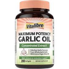 Odorless Garlic Oil, Maximum Potency, 200 Count Pack of 1 