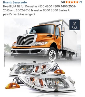 Set of Headlight for Durastar 4100-4400 2001-2016 & 2002-2016 Transtar 8500 8600