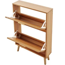 Shoe Cabinet with 2 Flip Drawers, Free Standing Shoe Storage Organizer