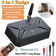 Bluetooth 5.0 Transmitter Receiver Audio Adapter Long Range for TV Home Stereo