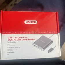 Unitek USB C SD Card Reader Aluminum 3-Slot USB 3.0 Type-C Flash Memory Card