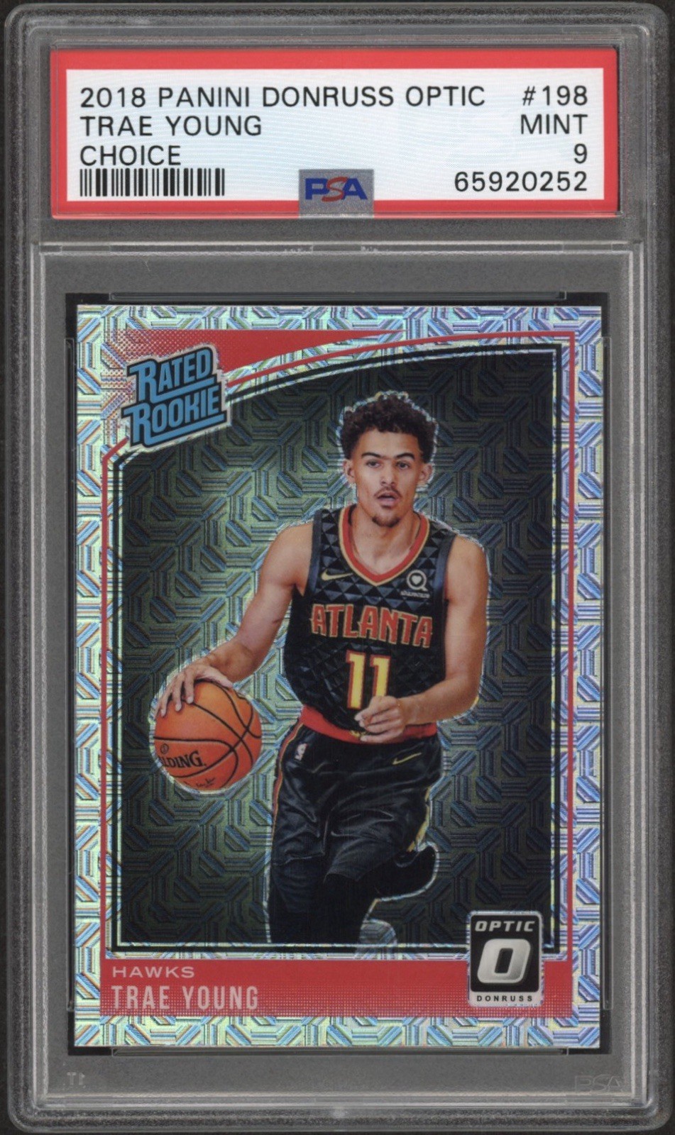 2018 Panini Donruss Optic Choice Prizm Trae Young RC #198 PSA 9 Mint Hawks