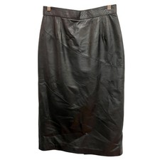 Vintage 80s-90s Sienna New York 100 Leather Seamed Midi Skirt size 10