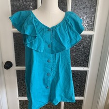 Vtg New Old Stock Impressions Top Cottage Ruffle Shirt Sz L Cotton USA Made Y2K