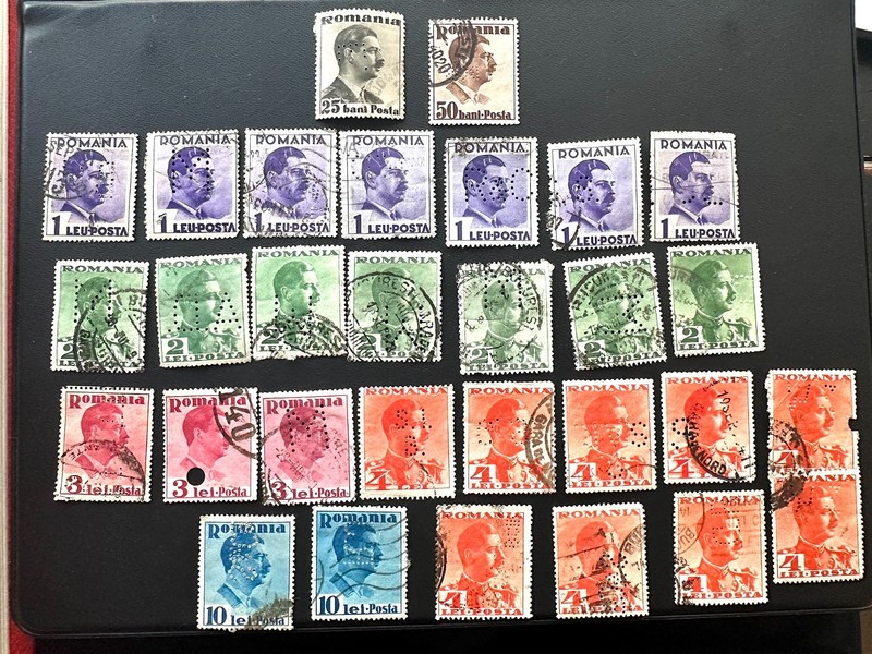Romania 1935, King Carol II, Beautiful Lot of 30 Perfins