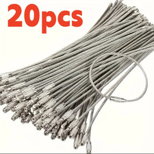 20 PCS Stainless Steel Wire Keychain 6" Aircraft Cable Key Ring Luggage Tag Loop