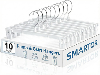 10  Pack  Skirt Hangers  Pants Hanger with Clips  Available Space Saving Durable
