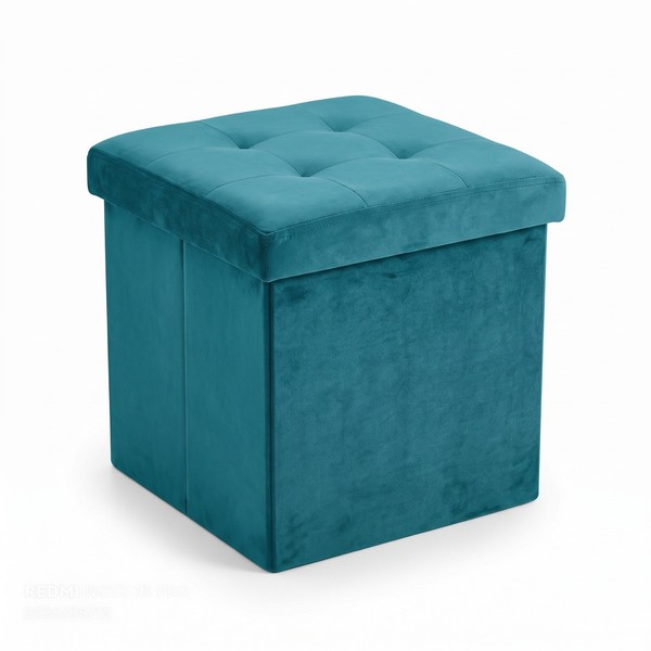 Samt-Pouf Mit Stauraum, Faltbar, 38 X 38 X 38 Cm-image