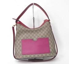 Vintage Gucci GG Supreme PVC 2way Shoulder Bag HandBag I 50328