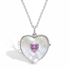 Mother of Pearl Heart Locket Kids / Children's / Girls - Sterling Silver