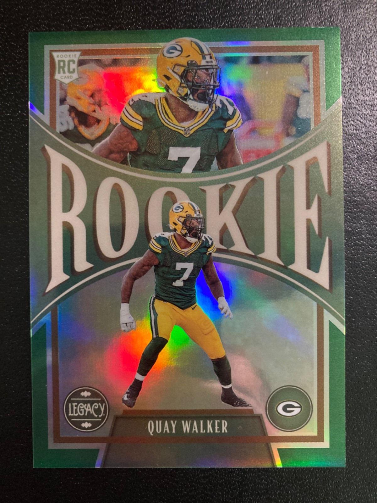 2022 Panini Chronicles Legacy RC Quay Walker #219 Green Prizm Color Match /49