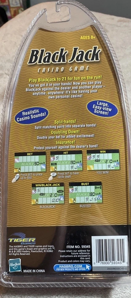 全新 赌场游戏 黑色 Jack Tiger 电子手持游戏 2003 孩之宝 未拆封 — 第 2/3 张图片