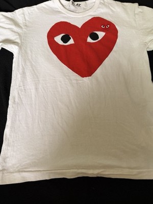Comme des Garcons Play Men's Graphic Heart Logo T-Shirt Size L Crew Neck SS