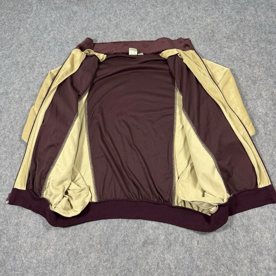 Chaqueta de chándal Haband Vintage Y2K cremallera completa para hombre talla grande beige rojo terciopelo Foto 2 de 4