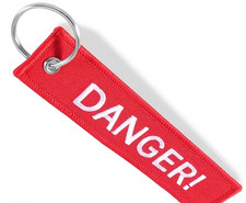 DANGER !   Keyring Embroidered Tag  ~ POST FREE