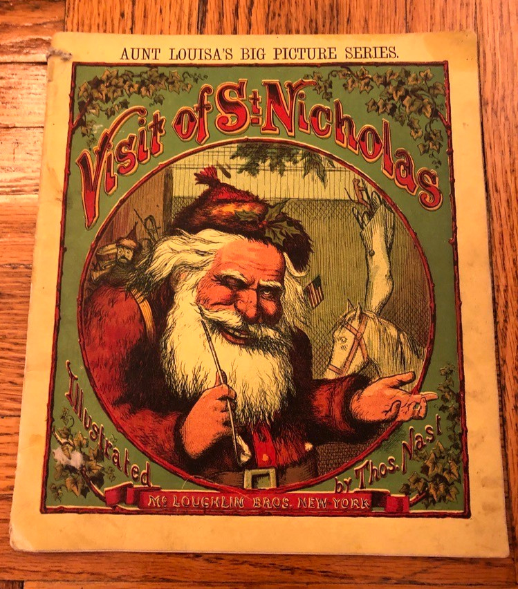 FRAMED 1869 SANTA CLAUS "NIGHT BEFORE CHRISTMAS" LITHOGRAPH BY THOMAS NAST