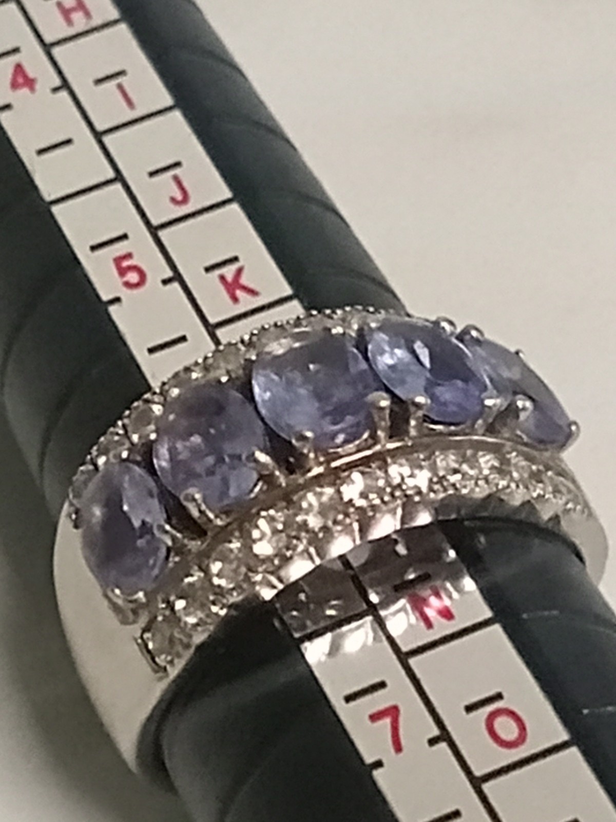 925 Solid Silver Ring With 5 Light Purple Tanzani… - image 7