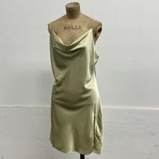 Vintage Sage Green Cowl-Neck Silk Mini Slip Dress
