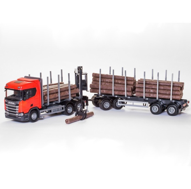 Camion miniature EMEK SCANIA R450 6x4 rouge remorque grue de chargement