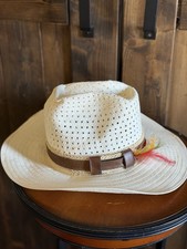 Vtg Men's Lanning Airway Panama Cowboy Hat  With is Farther Leather Strap