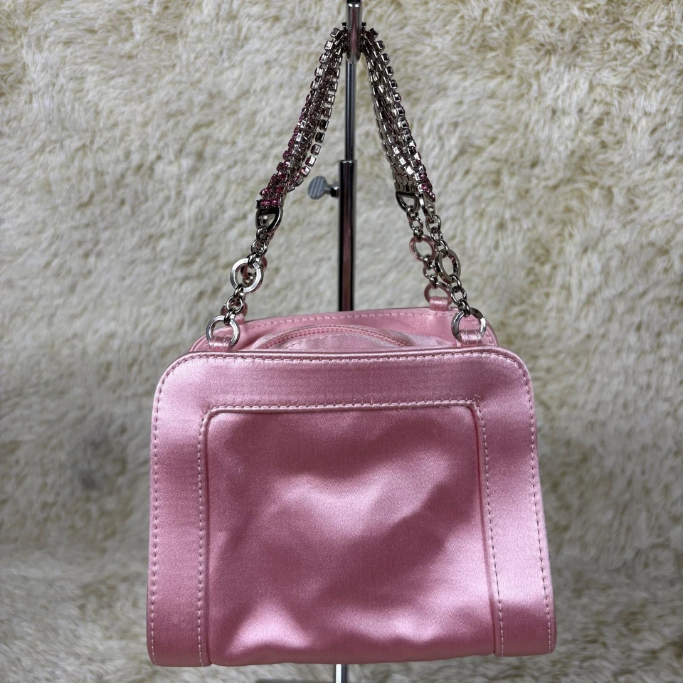 Bolso de Mano Emilio Pucci Satinado Estrás Cadena Hebilla Acento Rosa Foto 4 de 4