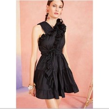 Ulla Johnson Iliana Mini Ruffle dress black 2 cotton LBD wedding resort classic