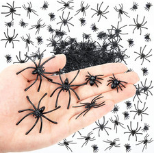 160 PCS Fake Spiders, 3 Size Halloween Realistic Plastic Fake Spider Toys, Prank