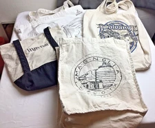 Canvas Tote reusable shopping bag lot  of 4: Magnolia Prana Vanity Fair Solvang